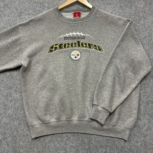 Pittsburgh Steelers Sweatshirt Mens L Gray NFL AFC North Vintage Y2K